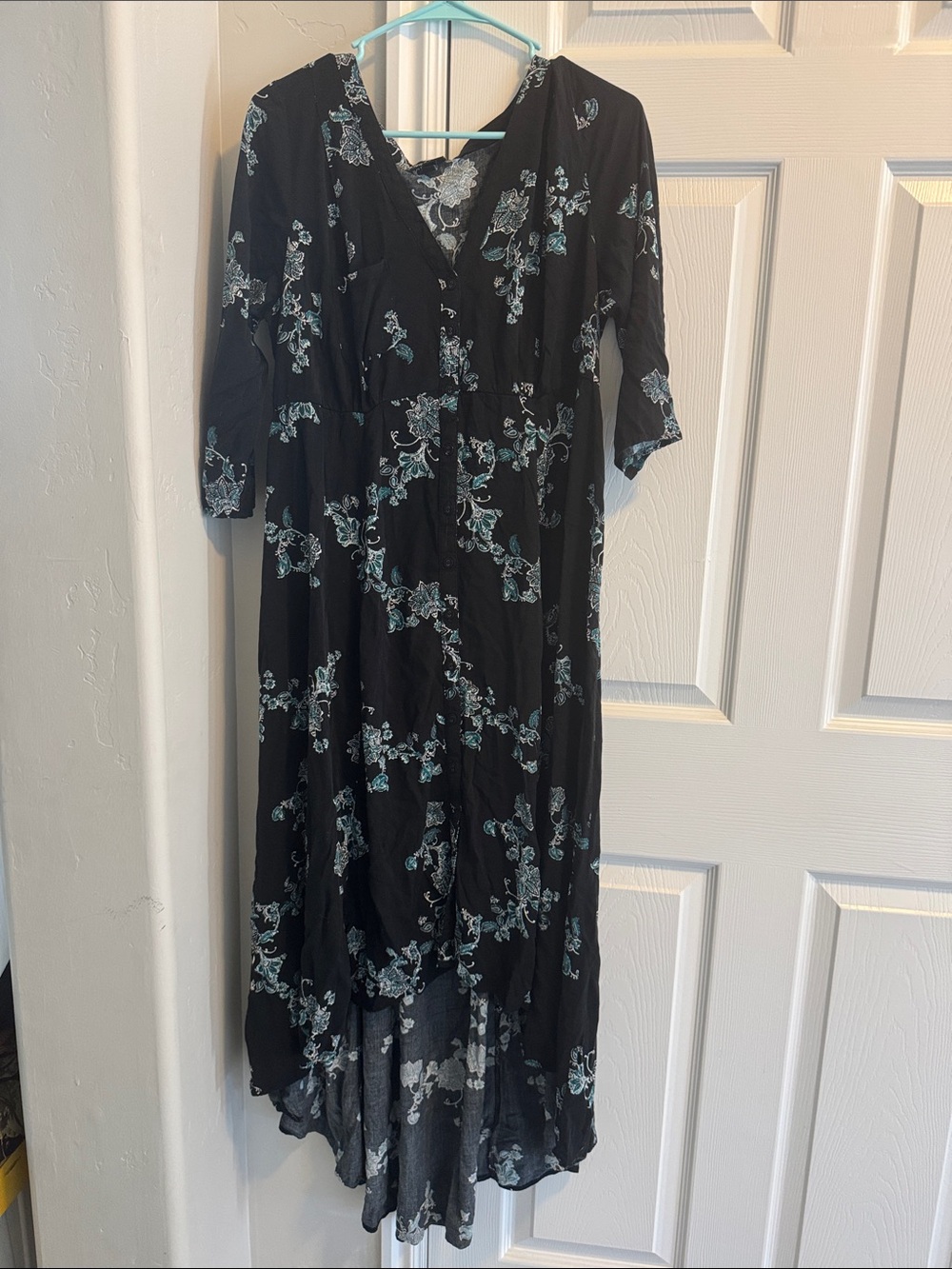 torrid Black High-Low Dress with Mint Floral Print